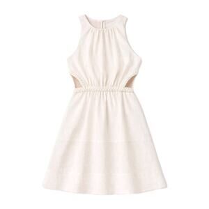 Fate Lina White Linen Blend Braided Cut Out Mini Dress Small Sleeveless